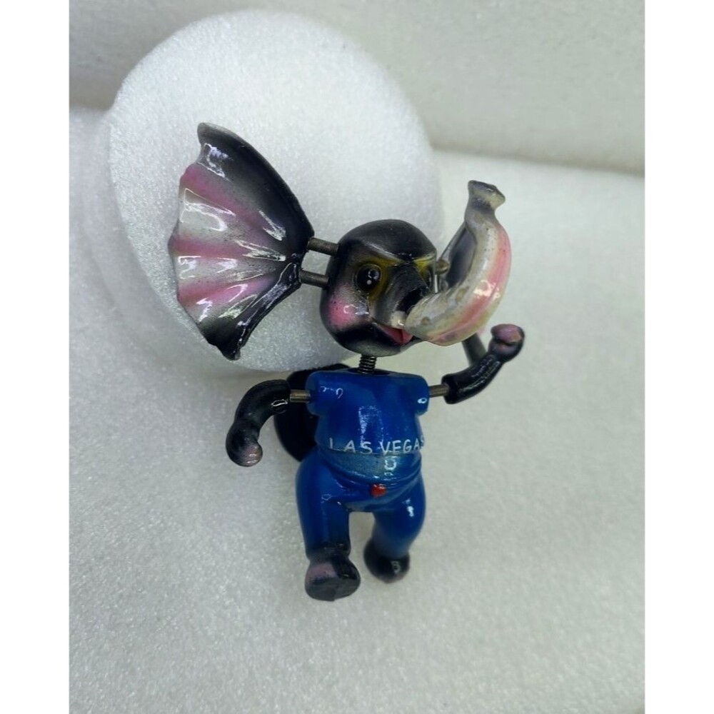 Vintage Las Vegas Souvenir Elephant Magnets Movable Ears, Arms Trunk Fridge 3.5"